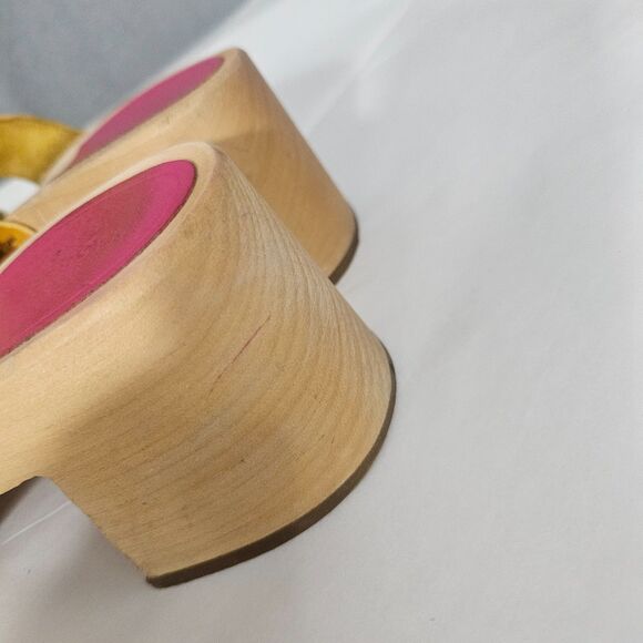 Sweedish Hasbeens Wooden platform Sandals Mules Sz 39 8.5 - Picture 6 of 11